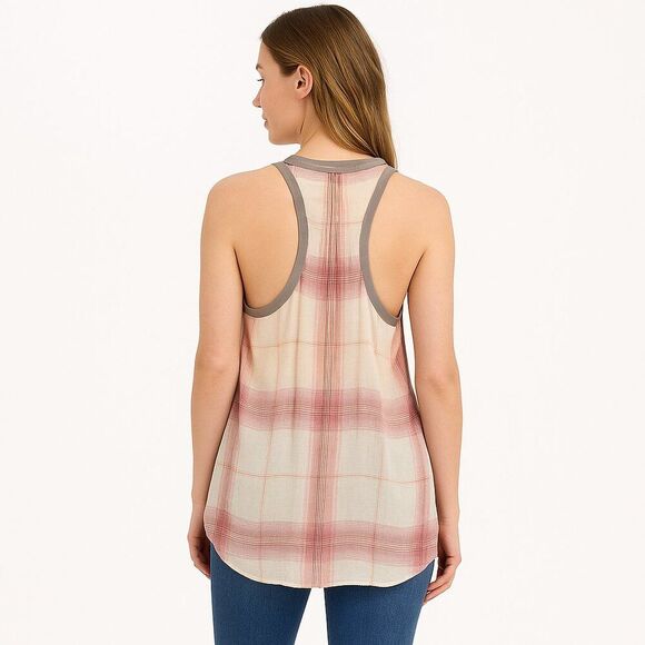 Elizabeth and James X-Small Cotton Sheer Plaid Blouse Multi-Color One Button - Picture 2 of 12